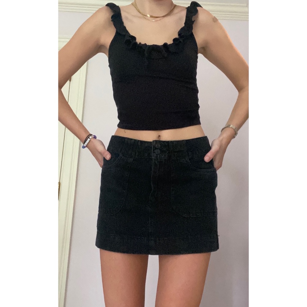 Forever 21 Black Ruffle Tank Top